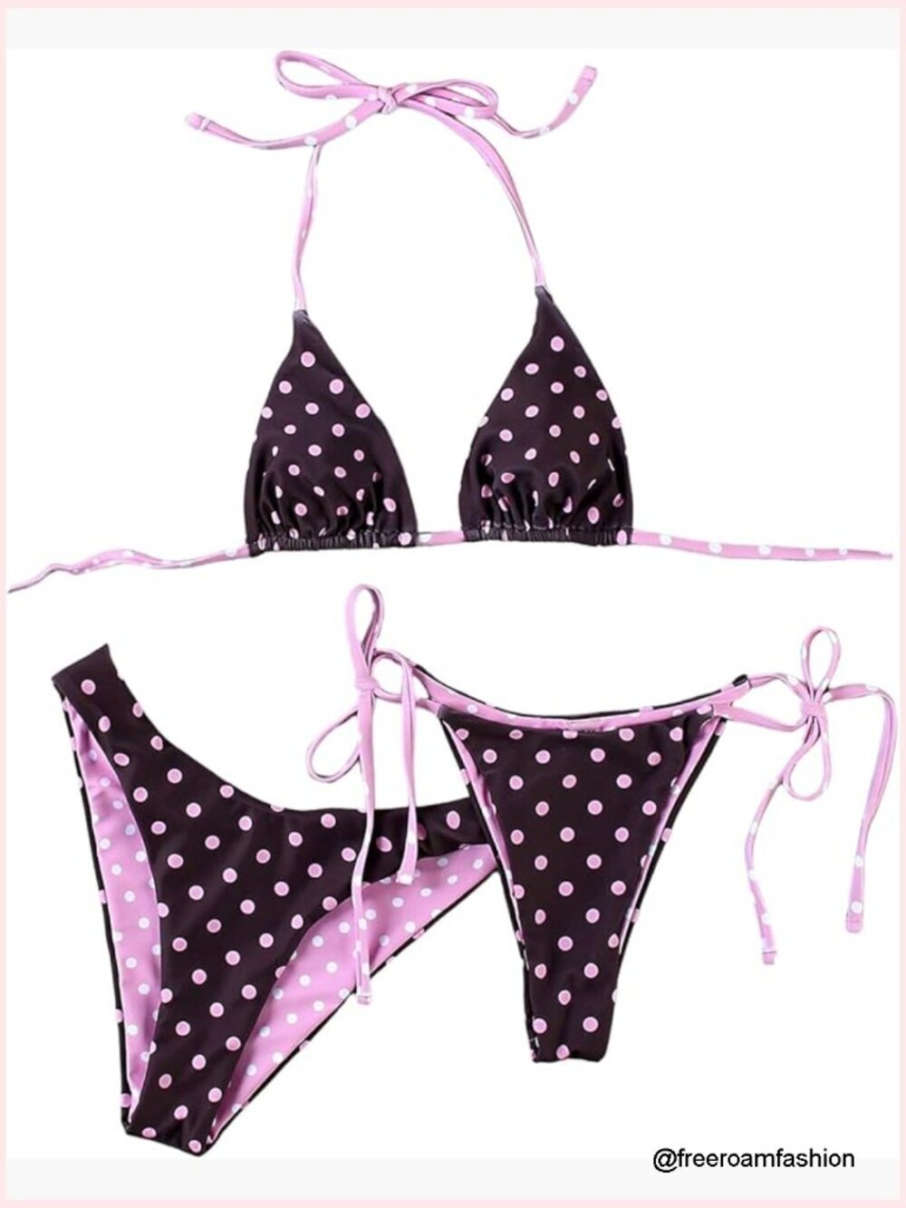 Small Halter Bikini Set High Leg Triangle Thong 3 Piece Swimsuit